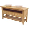 Teak &amp; Living Wastafelmeubel met onderblad &amp; 3 lades Unf.  inclusief 2 natuurstenen waskommen White