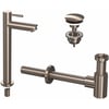 Saniselect Combi Set 2A - Fonteinkraan hoog, Plug, Sifon Brushed Nickel