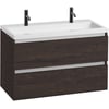 Saniselect Guarda meubelset 2 lades met mat witte mineraalmarmere wastafel greeploos 100cm Kasteel Bruin