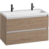 Saniselect Guarda meubelset 2 lades met mat witte mineraalmarmere wastafel greeploos 100cm Toffee