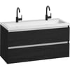 Saniselect Guarda meubelset 2 lades met mat witte mineraalmarmere wastafel greeploos 120cm Eiken Zwart