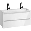 Saniselect Guarda meubelset 2 lades met mat witte mineraalmarmere wastafel greeploos 120cm Glans Wit