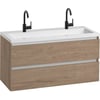 Saniselect Guarda meubelset 2 lades met mat witte mineraalmarmere wastafel greeploos 120cm Toffee