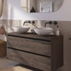 Saniselect Guarda voorgemonteerd badmeubel incl. afdekblad met zwarte greeplijst 120cm kasteel bruin