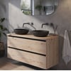 Saniselect Guarda voorgemonteerd badmeubel incl. afdekblad met zwarte greeplijst 120cm naturel eiken