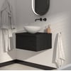 Saniselect Luca voorgemonteerd badmeubel 1 lade incl. afdekblad met mat zwarte greep 60cm eiken zwart