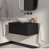 Saniselect Luca voorgemonteerd badmeubel 1 lade incl. afdekblad met mat zwarte greep 80cm eiken zwart