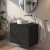 Saniselect Luca voorgemonteerd badmeubel met grafiet greep incl. matte waskom 80cm eiken zwart