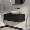 Saniselect Luca voorgemonteerd badmeubel 1 lade incl. afdekblad met mat zwarte greep 100cm eiken zwart