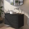 Saniselect Luca voorgemonteerd badmeubel incl. afdekblad met grafiet greep 100cm eiken zwart