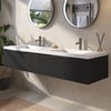 Saniselect Luca voorgemonteerd badmeubel met grafiet greep incl. wastafel 160,5x51,5cm eiken zwart