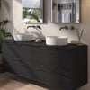 Saniselect Luca voorgemonteerd badmeubel met grafiet greep incl. matte waskommen 160cm eiken zwart