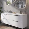 Saniselect Luca voorgemonteerd badmeubel met grafiet greep incl. wastafel 160,5x51,5cm gebrand zwart