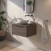 Saniselect Luca voorgemonteerd badmeubel 1 lade incl. afdekblad met mat zwarte greep 60cm kasteel bruin