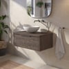 Saniselect Luca voorgemonteerd badmeubel 1 lade incl. afdekblad met rvs greep 80cm kasteel bruin