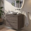 Saniselect Luca voorgemonteerd badmeubel incl. afdekblad met rvs greep 80cm kasteel bruin