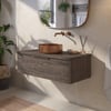 Saniselect Luca voorgemonteerd badmeubel 1 lade incl. afdekblad met koperen greep 100cm kasteel bruin