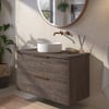 Saniselect Luca voorgemonteerd badmeubel incl. afdekblad met koperen greep 100cm kasteel bruin
