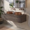 Saniselect Luca voorgemonteerd badmeubel 1 lade incl. afdekblad met koperen greep 120cm kasteel bruin