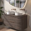 Saniselect Luca voorgemonteerd badmeubel incl. afdekblad met koperen greep 120cm kasteel bruin