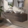 Saniselect Luca voorgemonteerd badmeubel incl. afdekblad met rvs greep 160cm kasteel bruin
