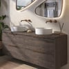 Saniselect Luca voorgemonteerd badmeubel met koperen greep incl. matte waskommen 160cm kasteel bruin