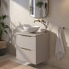 Saniselect Luca voorgemonteerd badmeubel incl. afdekblad met messing greep 60cm mat greige