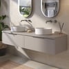 Saniselect Luca voorgemonteerd badmeubel incl. afdekblad met rvs greep 160cm mat greige