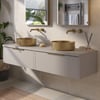 Saniselect Luca voorgemonteerd badmeubel incl. afdekblad met messing greep 160cm mat greige
