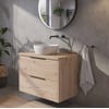 Saniselect Luca voorgemonteerd badmeubel incl. afdekblad met mat zwarte greep 80cm naturel eiken