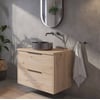 Saniselect Luca voorgemonteerd badmeubel incl. afdekblad met grafiet greep 80cm naturel eiken