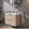 Saniselect Luca voorgemonteerd badmeubel met grafiet greep incl. matte wastafel 80,5x51,5cm naturel eiken