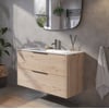 Saniselect Luca voorgemonteerd badmeubel met grafiet greep incl. matte keramische wastafel 101x46cm naturel eiken