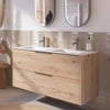Saniselect Luca voorgemonteerd badmeubel met rvs greep incl. matte keramische wastafel 121x46cm naturel eiken