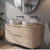 Saniselect Luca voorgemonteerd badmeubel incl. afdekblad met mat zwarte greep 120cm naturel eiken