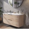 Saniselect Luca voorgemonteerd badmeubel met grafiet greep incl. matte wastafel 120,5x51cm naturel eiken
