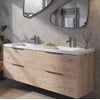 Saniselect Luca voorgemonteerd badmeubel met grafiet greep incl. wastafel 160,5x51,5cm naturel eiken