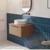Saniselect Luca voorgemonteerd badmeubel 1 lade incl. afdekblad met mat zwarte greep 60cm toffee