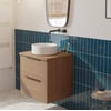 Saniselect Luca voorgemonteerd badmeubel incl. afdekblad met mat zwarte greep 60cm toffee