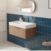 Saniselect Luca voorgemonteerd badmeubel met grafiet greep incl. matte wastafel 80x45cm toffee