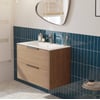 Saniselect Luca voorgemonteerd badmeubel met grafiet greep incl. matte keramische wastafel 81x46cm toffee