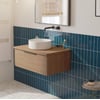 Saniselect Luca voorgemonteerd badmeubel 1 lade incl. afdekblad met mat zwarte greep 80cm toffee