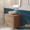 Saniselect Luca voorgemonteerd badmeubel met rvs greep incl. matte waskom 80cm toffee