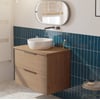 Saniselect Luca voorgemonteerd badmeubel incl. afdekblad met grafiet greep 80cm toffee