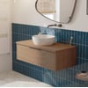 Saniselect Luca voorgemonteerd badmeubel 1 lade incl. afdekblad met grafiet greep 100cm toffee