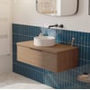 Saniselect Luca voorgemonteerd badmeubel 1 lade incl. afdekblad met mat zwarte greep 100cm toffee