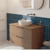 Saniselect Luca voorgemonteerd badmeubel met grafiet greep incl. keramische waskom 100cm toffee