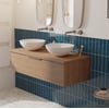 Saniselect Luca voorgemonteerd badmeubel met rvs greep incl. matte waskommen 120cm toffee