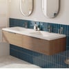 Saniselect Luca voorgemonteerd badmeubel met grafiet greep incl. wastafel 160,5x51,5cm toffee