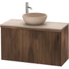 Ben Linea voorgemonteerd badmeubel incl. beige betonnen waskom 100cm eiken grijs/beige beton kraangat links